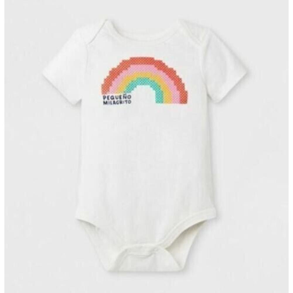Cat & Jack™ Baby Girls Short Sleeve Pequeno Rainbow Bodysuit White 3-6 Months